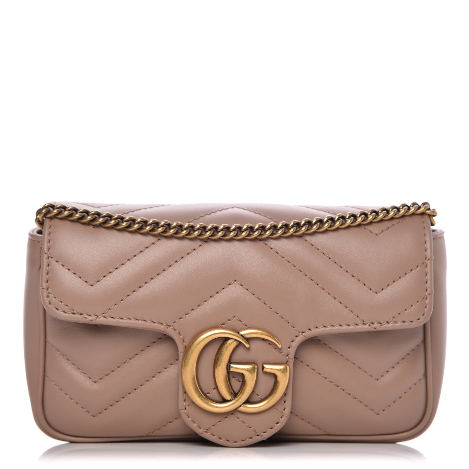 Gucci Calfskin Matelasse Super Mini GG Marmont Shoulder Bag Porcelain Rose 1 of 8