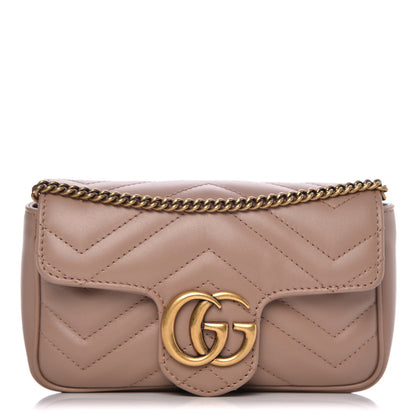 Gucci Calfskin Matelasse Super Mini GG Marmont Shoulder Bag Porcelain Rose 1 of 8
