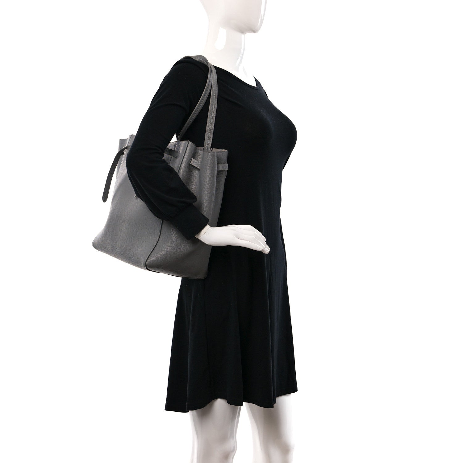 Celine Soft Grained Calfskin Small Belt Cabas Phantom Medium Grey 2 of 9