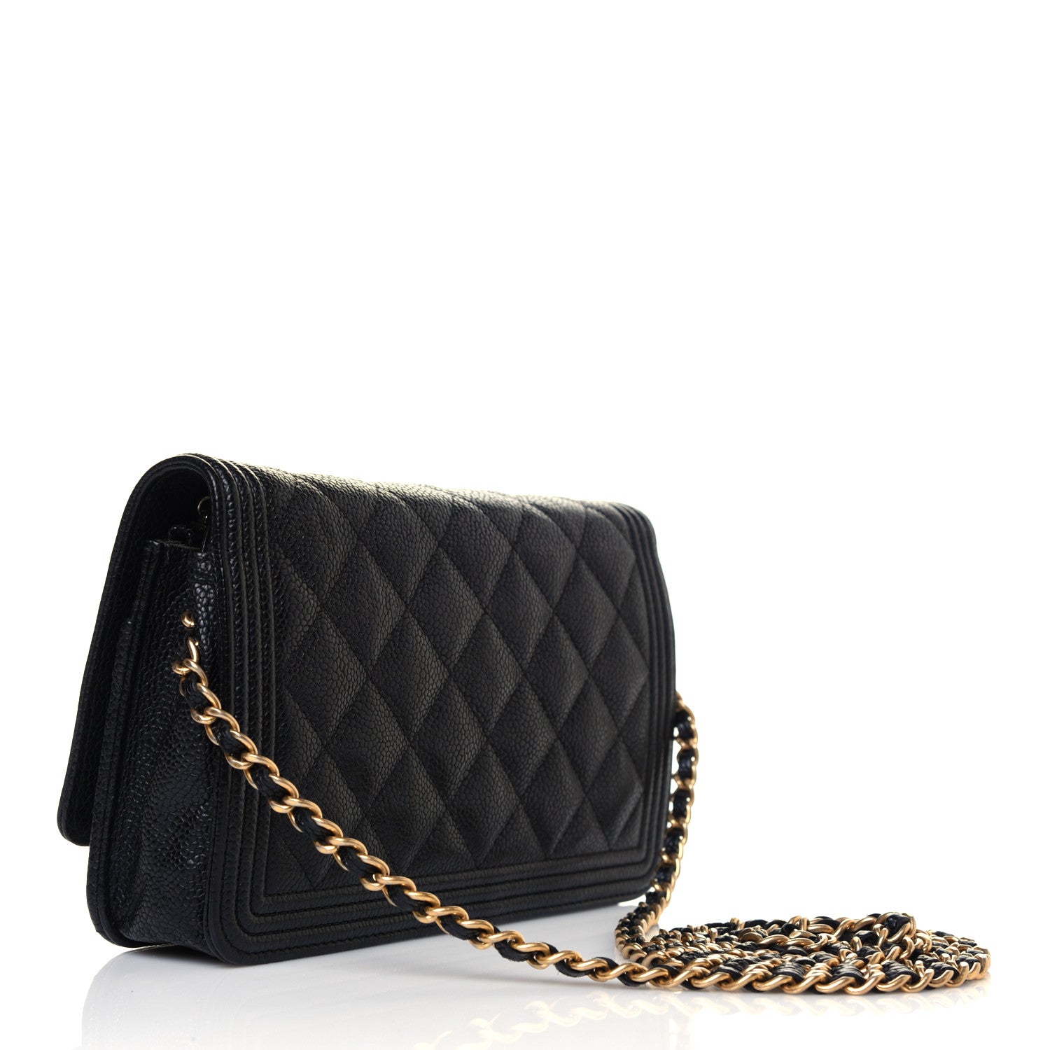 Chanel Caviar Quilted Boy Wallet On Chain WOC Black 3 of 13