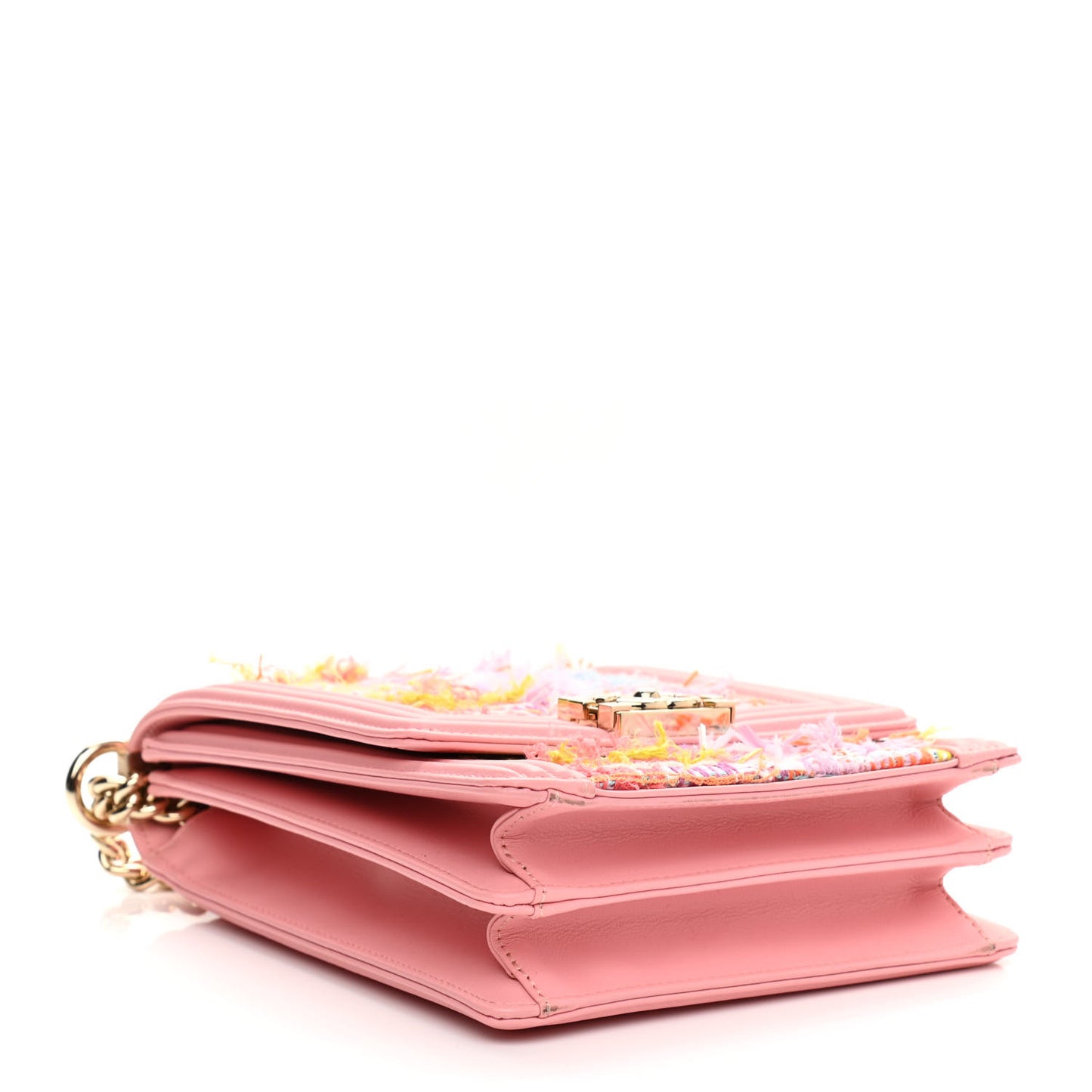 Calfskin Tweed Quilted North South Boy Flap Pink