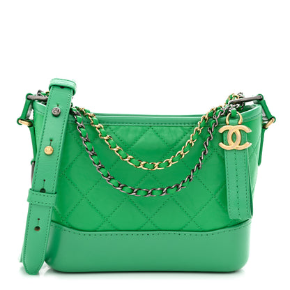 Chanel Aged Calfskin Quilted Small Gabrielle Hobo Green 1 of 13
