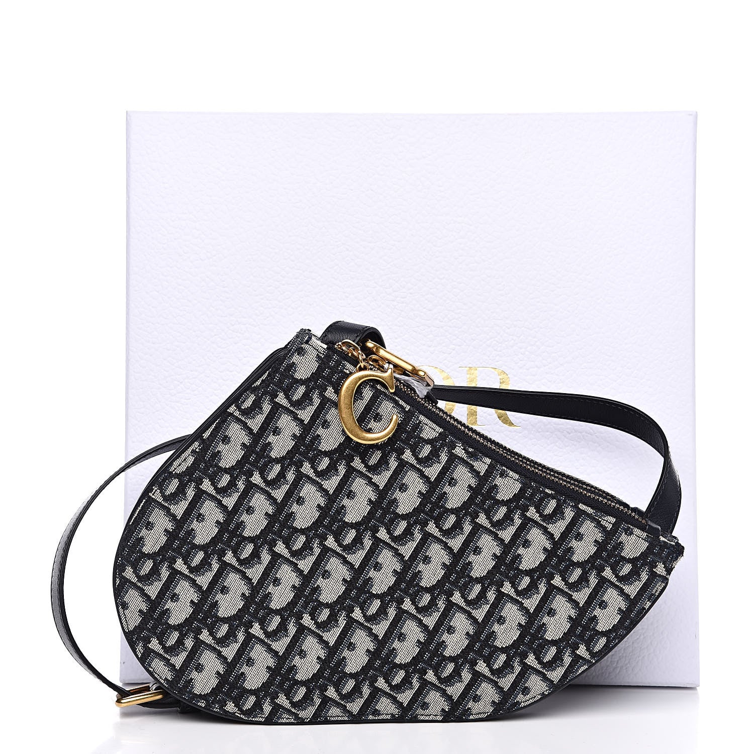 Christian Dior Oblique Saddle Pouch With Strap Navy Blue 9 of 9