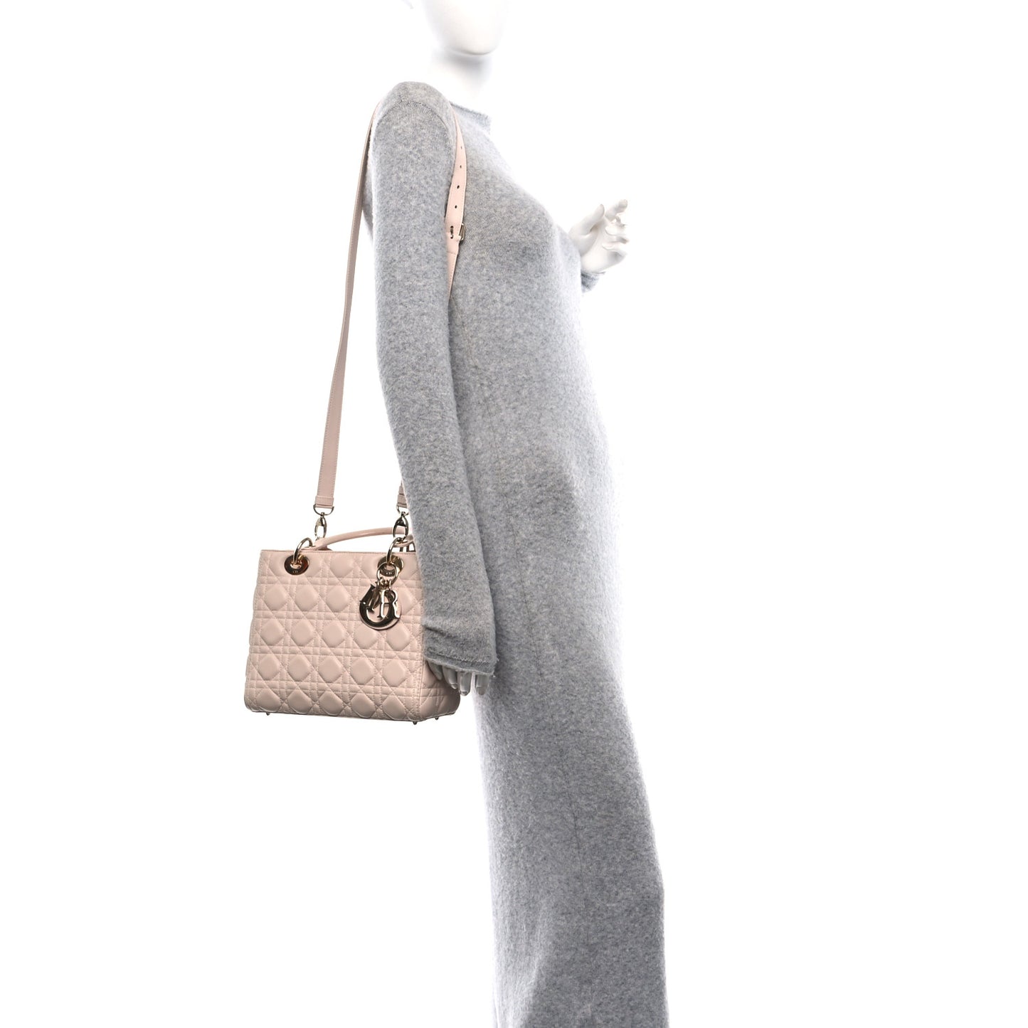 Lambskin Cannage Medium Lady Dior Light Pink