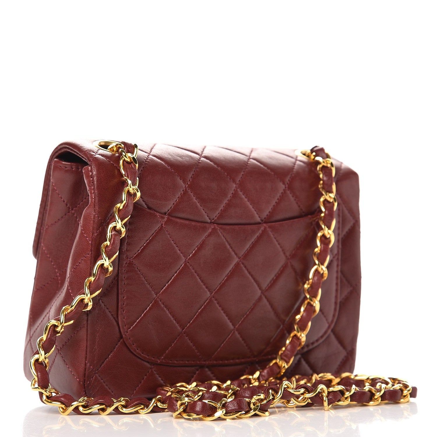 Chanel Lambskin Quilted Mini Square Flap Burgundy 3 of 11