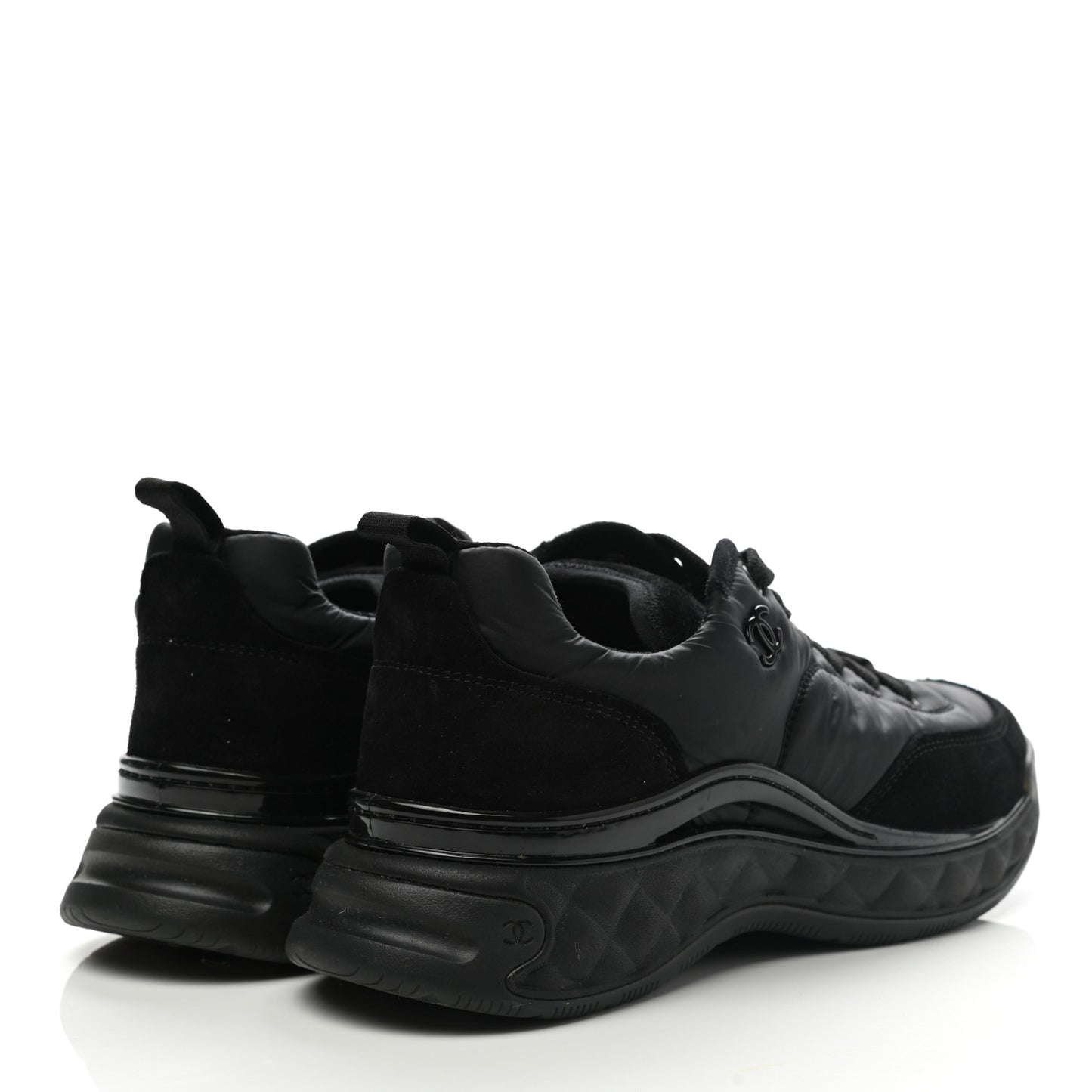 Nylon Calfskin Suede CC Sneakers 37.5 Black