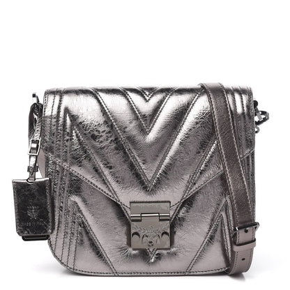 MCM Metallic Calfskin Quilted Patricia Crossbody Bag Berlin Silver 1 of 12