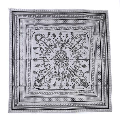 Hermes Cashmere Silk Les Cles Bandana Shawl 140 Gris Chine Black 1 of 10