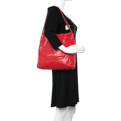 Chanel Shiny Calfskin Quilted Small Chanel 22 Red 2 of 11