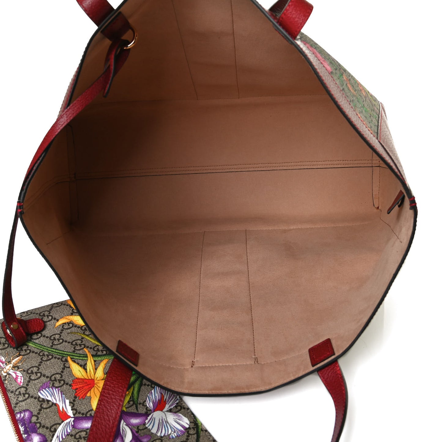 GG Supreme Monogram Flora Web Large Ophidia Tote Red