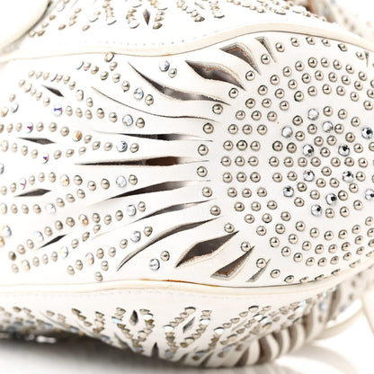 Alaia Calfskin Lux Laser Cut Studded Rose-Marie 19 Bag White 9 of 10