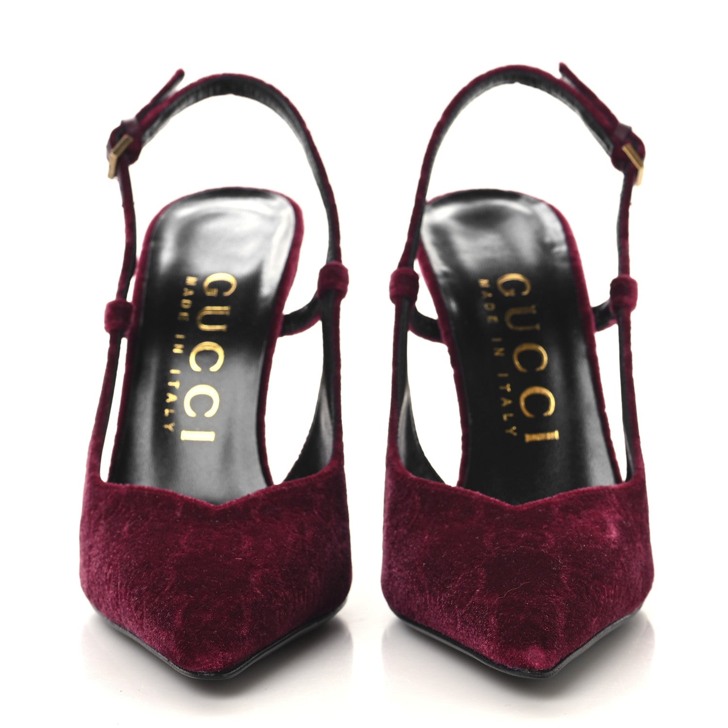 Gucci Velvet GG Monogram Slingback 115mm Pumps 36 Red Grape 3 of 10