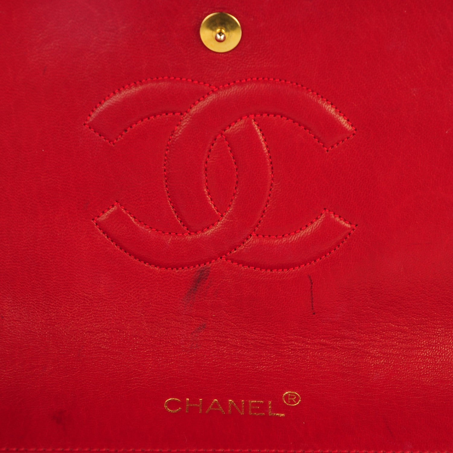 Chanel Lambskin Vertical Quilted Small Medallion Single Flap Red 11 of 12