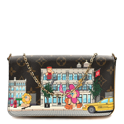 Louis Vuitton Monogram 2022 Christmas Animation New York Soho Pochette Felicie Chain Wallet Yellow 1 of 9