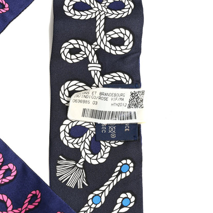 Hermes Silk Galons Et Brandebourg Twilly Indigo Rouge Vif Marine 4 of 4