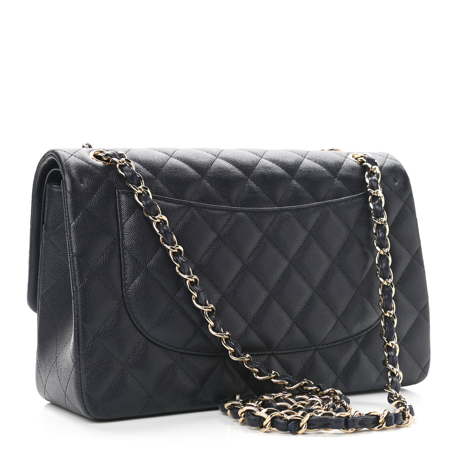 Chanel Caviar Quilted Jumbo Double Flap Navy Blue 2 of 12