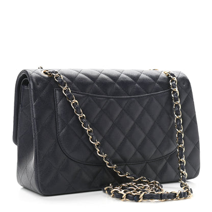 Chanel Caviar Quilted Jumbo Double Flap Navy Blue 2 of 12