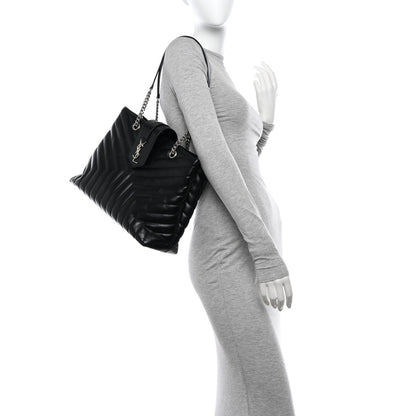 Saint Laurent Calfskin Y Quilted Monogram Large Loulou Shopper Black 2 of 10