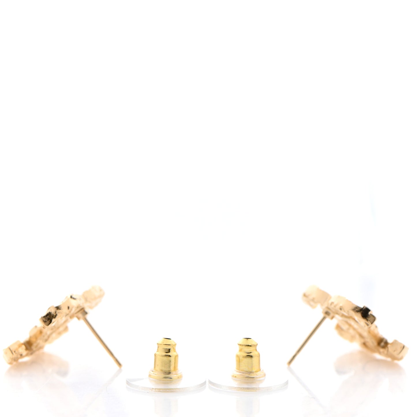 Metal Textured CC Earrings Gold