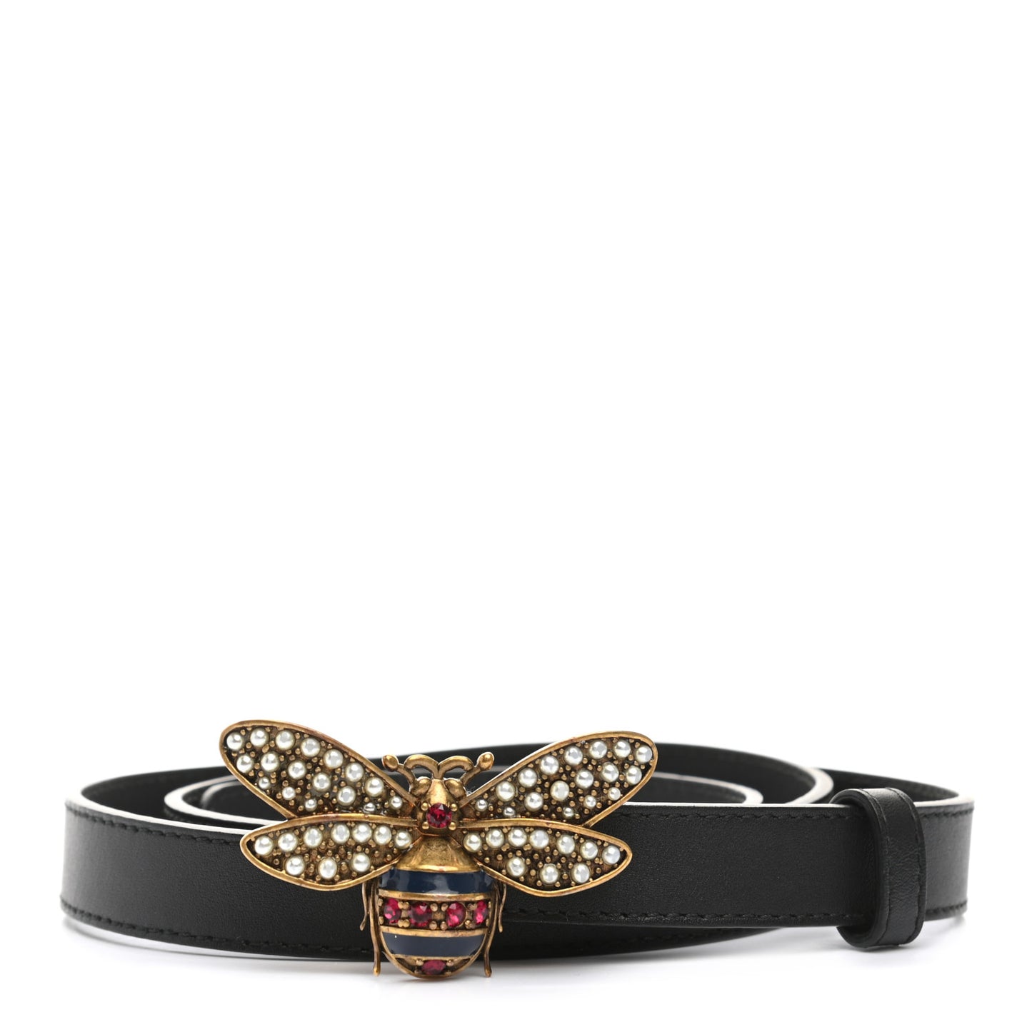 Calfskin Queen Margaret Bee Belt 90 36 Black
