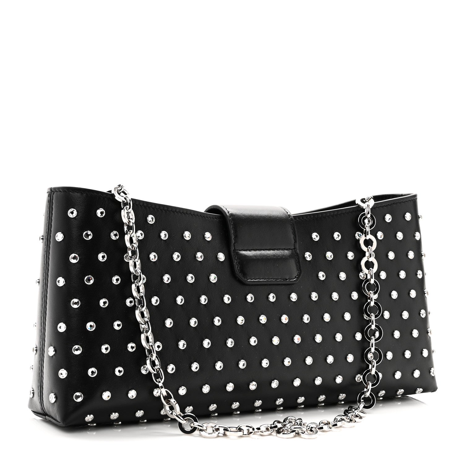 Salvatore Ferragamo Calfskin Studded Trifolio Shoulder Bag Black 3 of 9