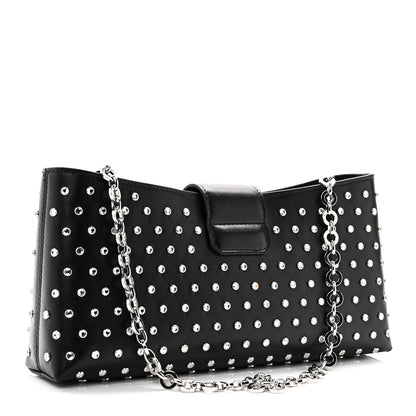 Salvatore Ferragamo Calfskin Studded Trifolio Shoulder Bag Black 3 of 9