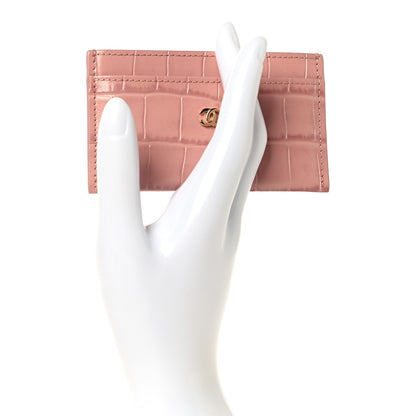 Chanel Calfskin Crocodile Embossed Crococo Card Holder Light Pink 2 of 7