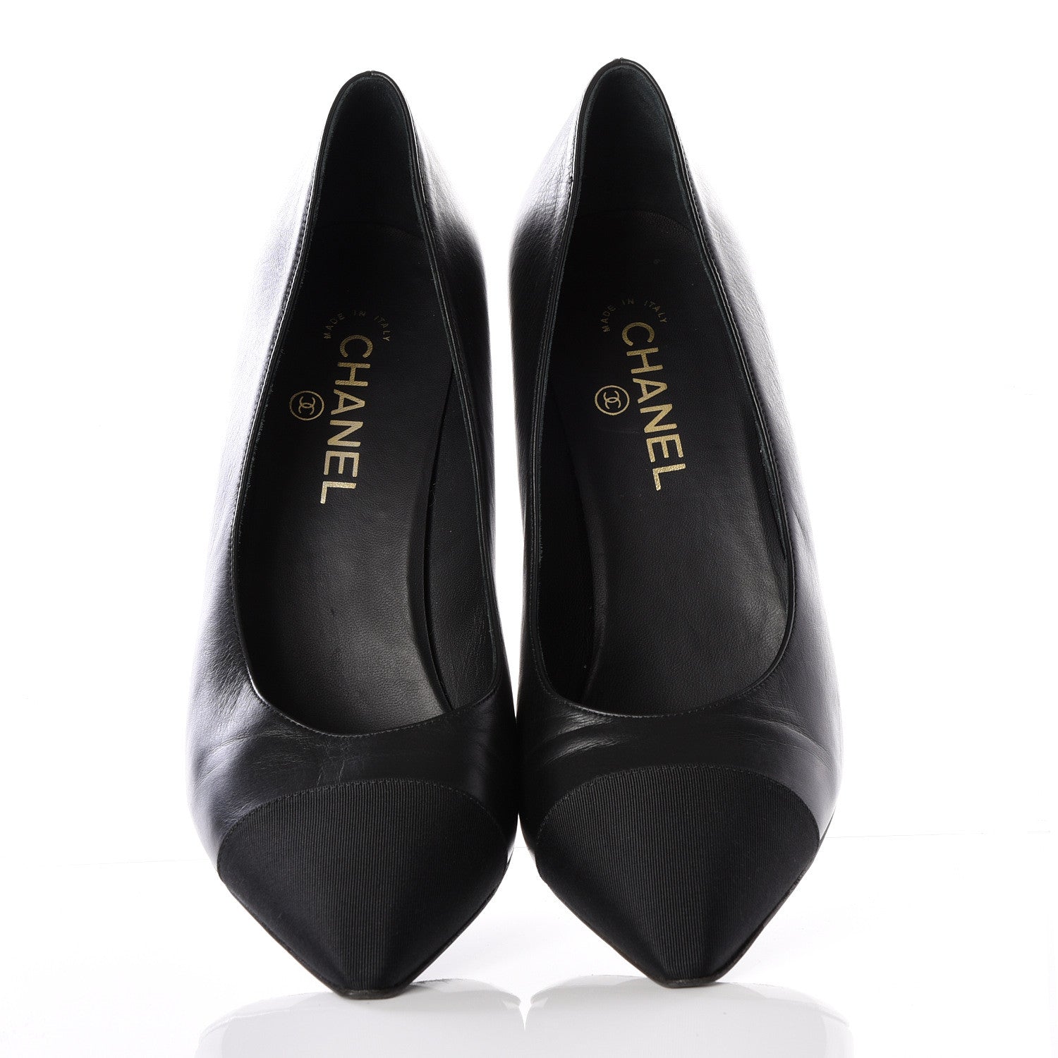 Chanel Iridescent Calfskin Grosgrain Cap Toe Pumps 41 Black 5 of 11