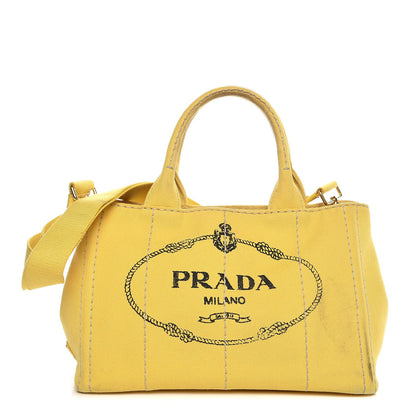 Prada Canvas Canapa Small Logo Tote Yellow 1 of 17