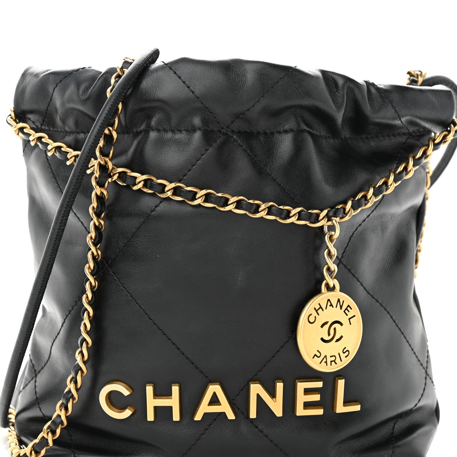 Chanel Shiny Calfskin Quilted Mini Chanel 22 Black 8 of 11