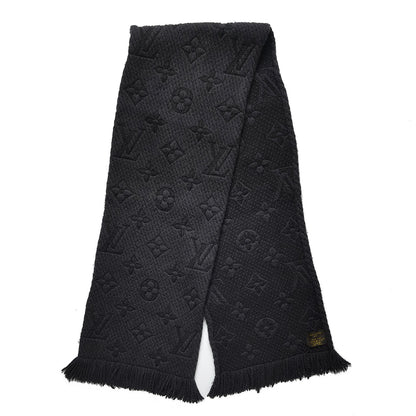 Louis Vuitton Wool Silk Logomania Scarf Charcoal Grey 3 of 4