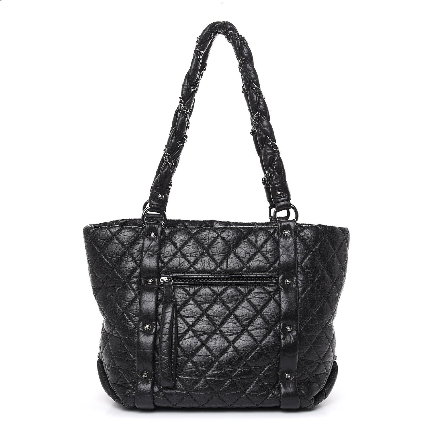 Chanel Distressed Lambskin Vintage Ligne L Lady Braid Tote Black 1 of 10