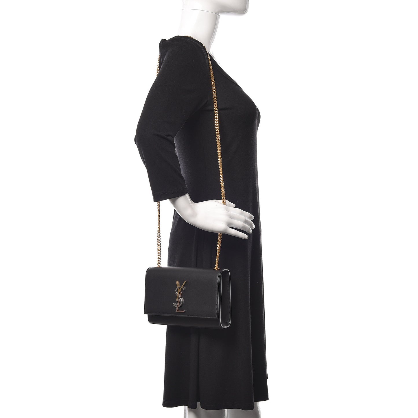 Calfskin Small Monogram Kate Satchel Black