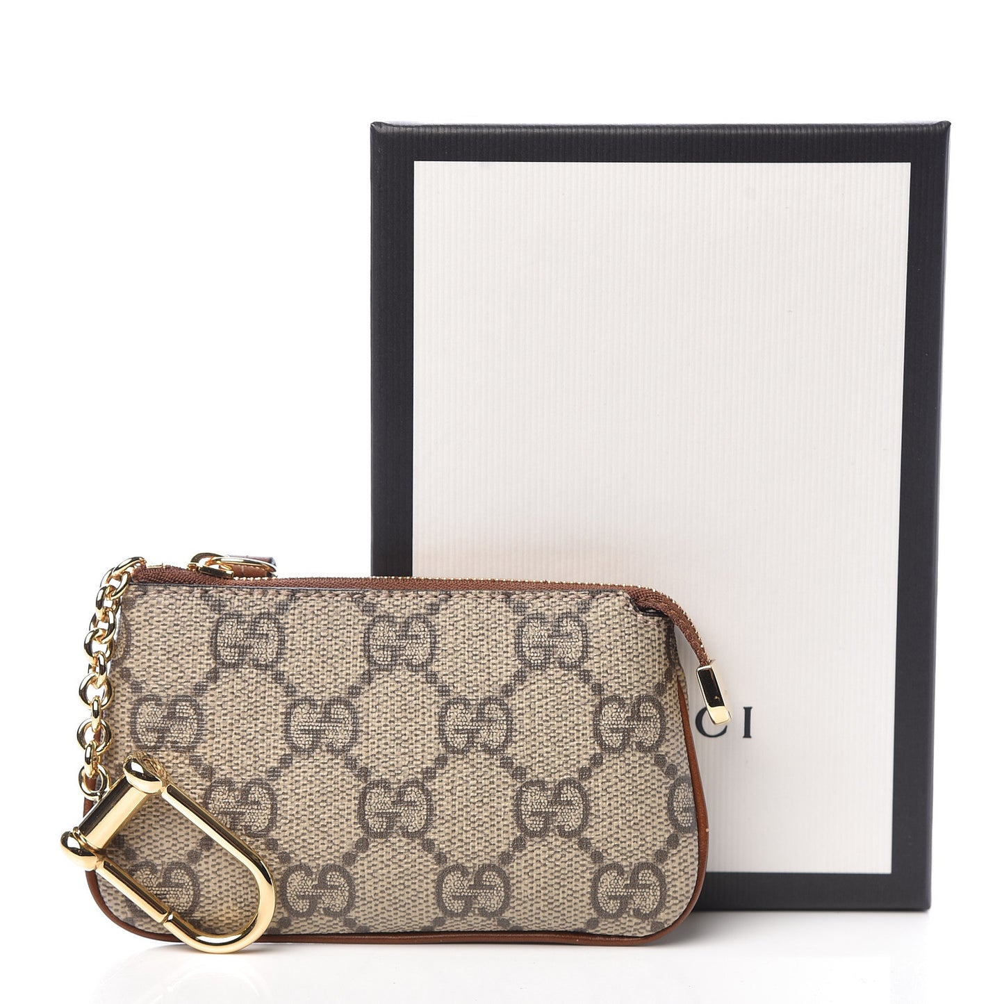 GG Supreme Monogram Key Case Brown