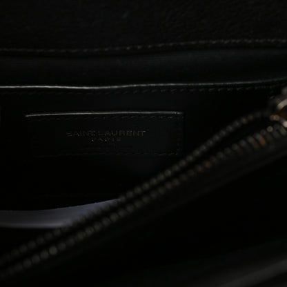 Saint Laurent Sheepskin Matelasse Chevron Monogram Medium College Bag Black 6 of 9