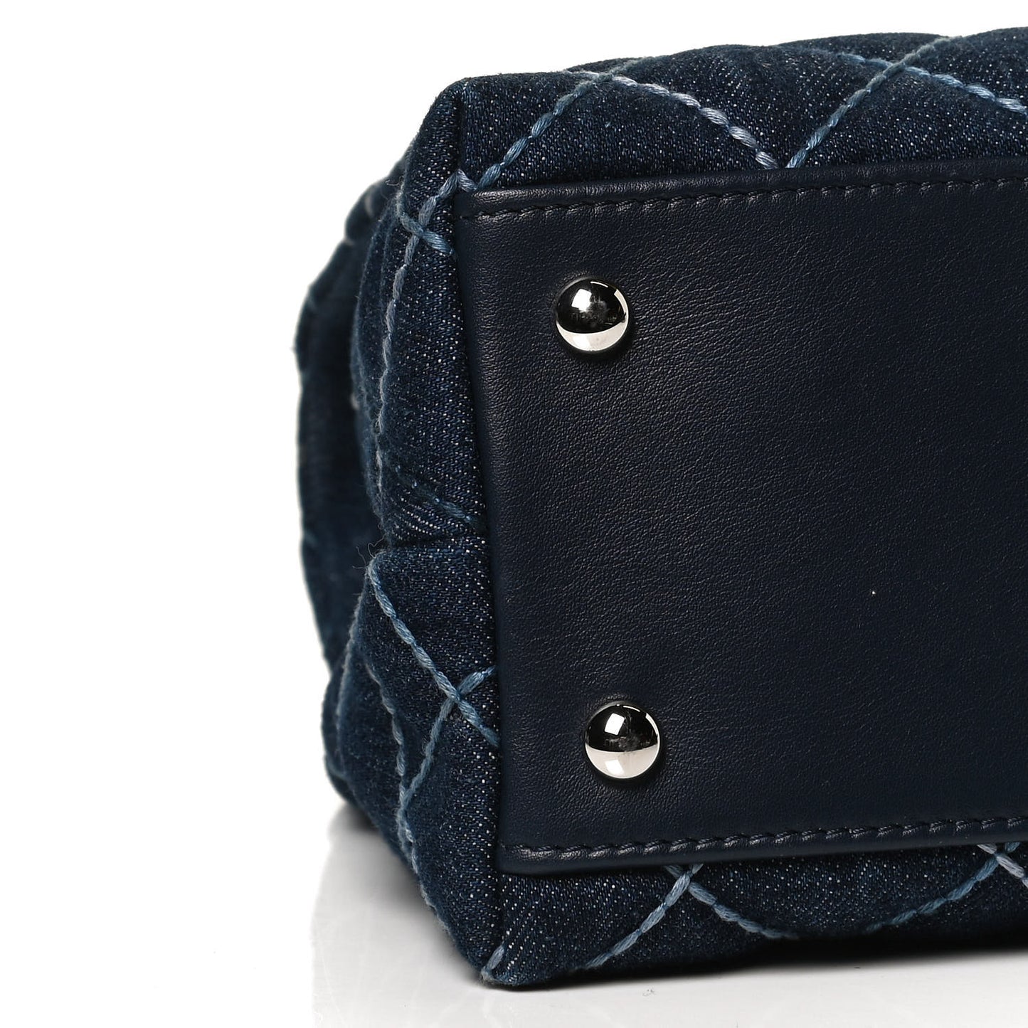 Denim Quilted Small Coco Handle Flap Blue