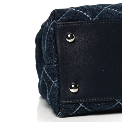 Chanel Denim Quilted Small Coco Handle Flap Blue 9 of 13