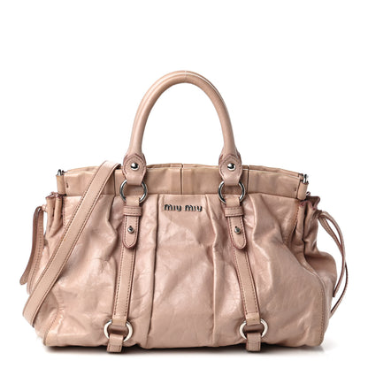 Miu Miu Vitello Lux Gathered Tote Mughetto 1 of 10