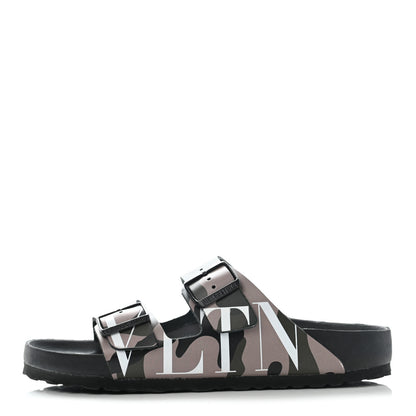 Valentino Garavani X BIRKENSTOCK Calfskin VLTN Arizona Slide Sandals 40 Army Green Poudre 1 of 10