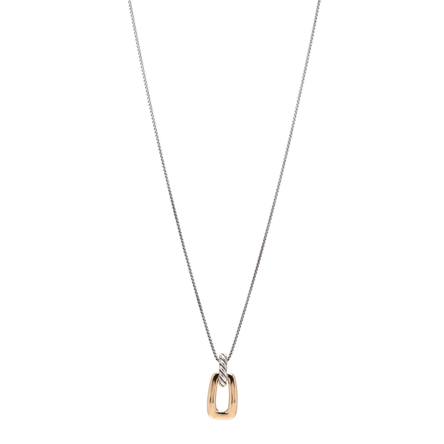 David Yurman Sterling Silver 18K Yellow Gold Wellesley Link Pendant Necklace 1 of 3