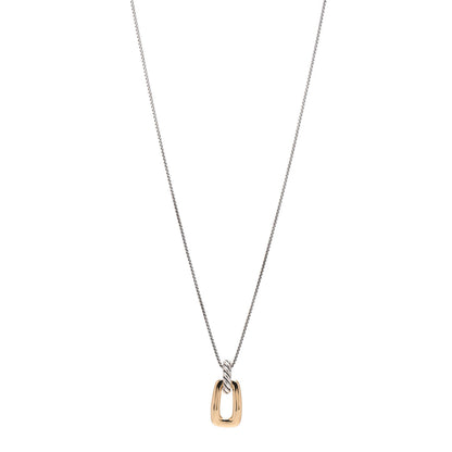 David Yurman Sterling Silver 18K Yellow Gold Wellesley Link Pendant Necklace 1 of 3