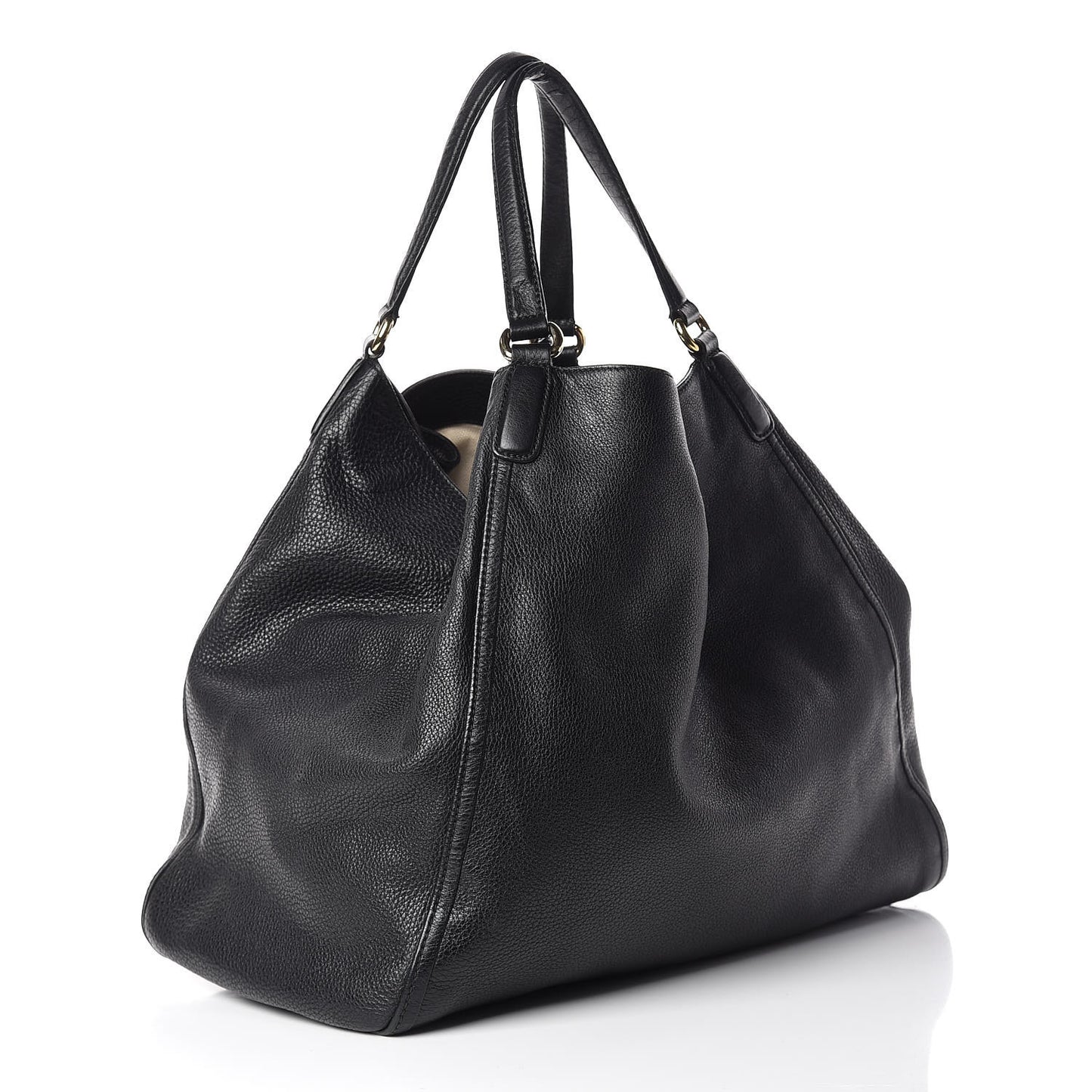 Pebbled Calfskin Large Soho Shoulder Bag Black