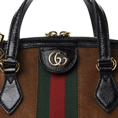 Gucci Suede Patent Web Medium Ophidia Top Handle Dome Bag Nocciola Black 10 of 10