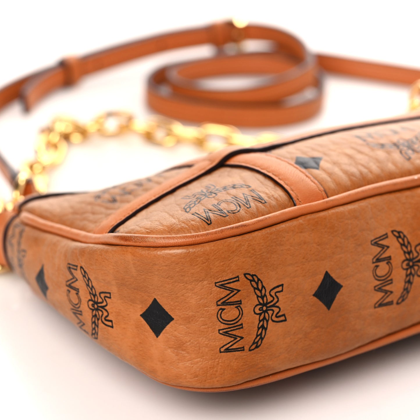 Visetos Nappa Mini Delmy Chain Shoulder Bag Cognac