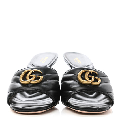 Gucci Nappa Matelasse GG Marmont 75mm Slide Sandals 39 Black 2 of 10