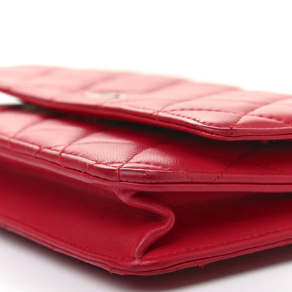 Chanel Lambskin Quilted Wallet On Chain WOC Red 7 of 9