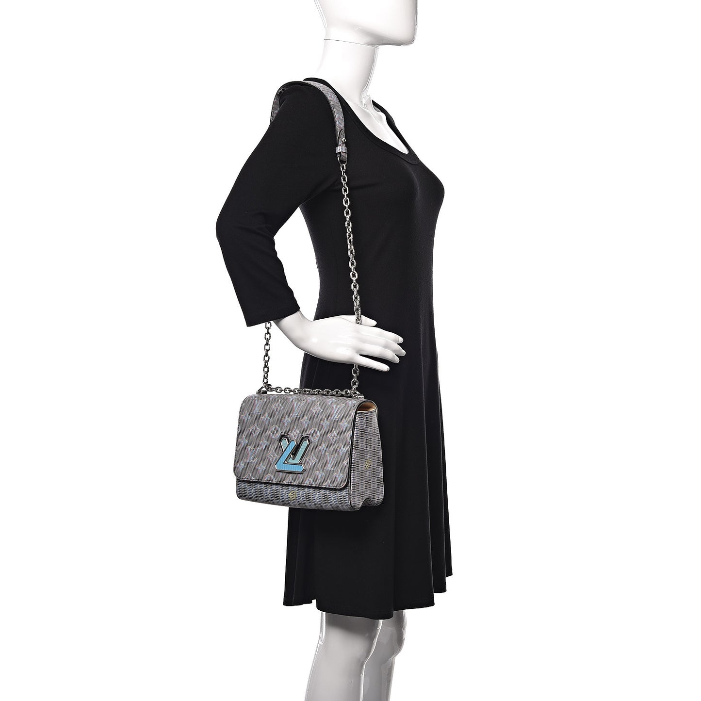 Calfskin Monogram LV Pop Twist Shoulder Bag MM Blue