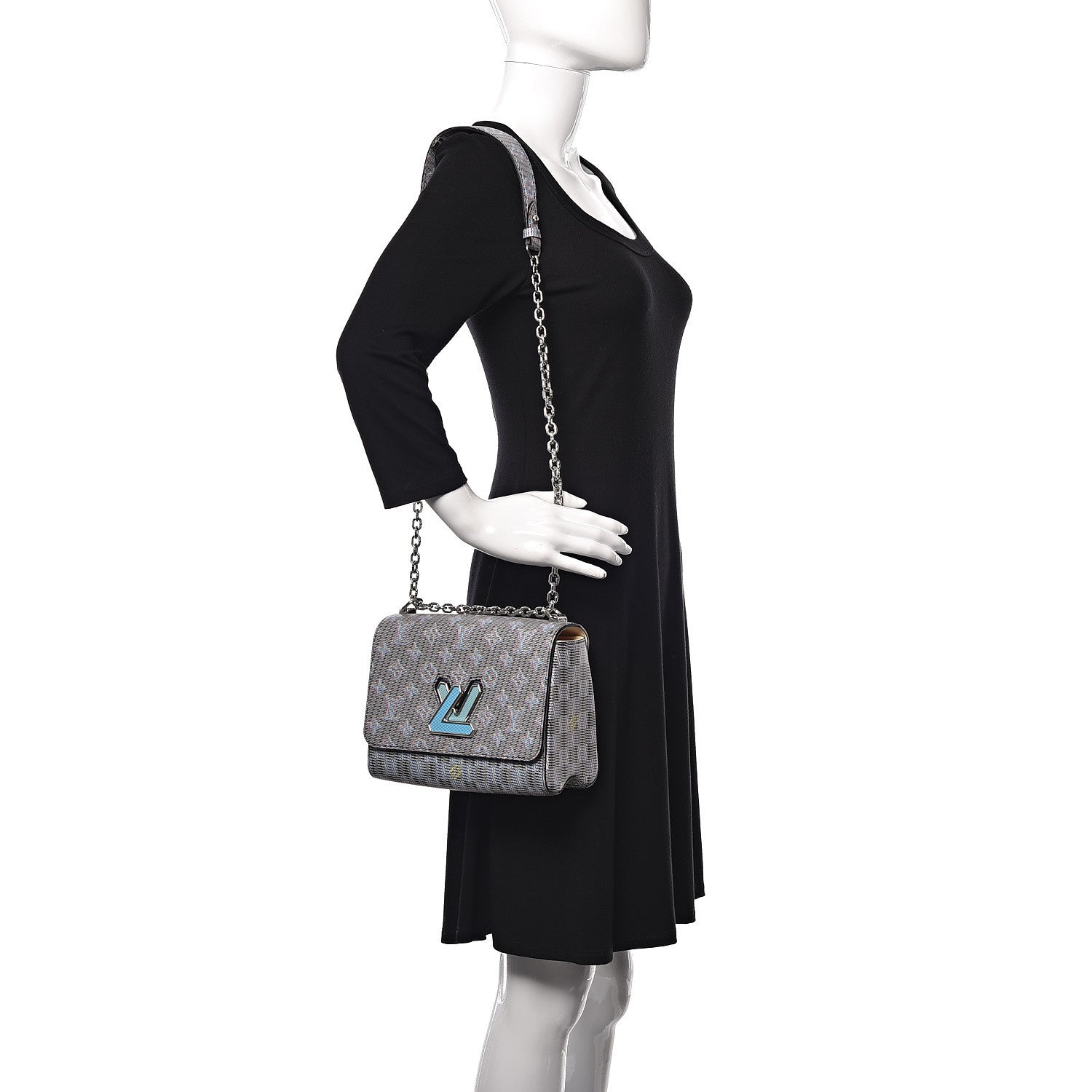 Louis Vuitton Calfskin Monogram LV Pop Twist Shoulder Bag MM Blue 2 of 10
