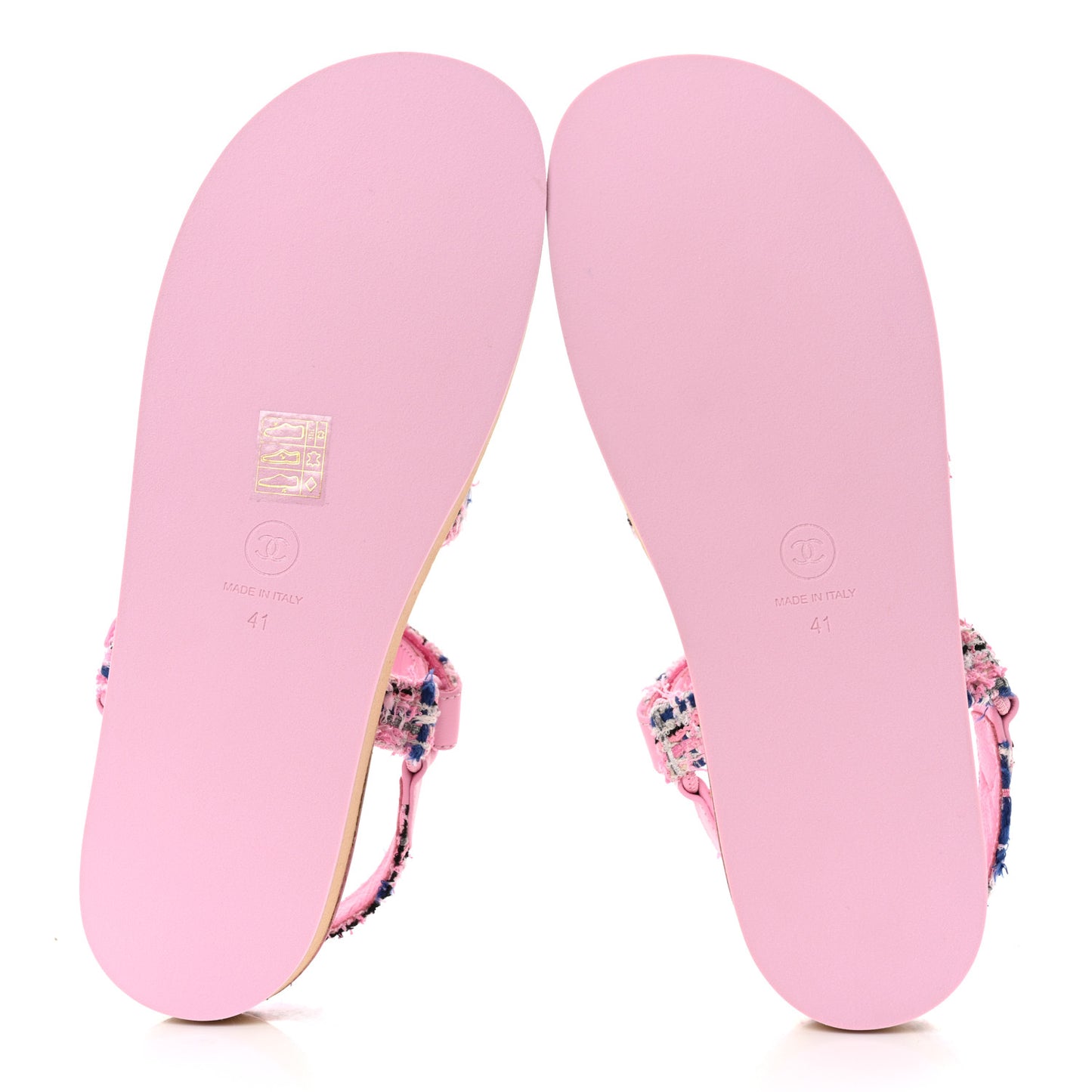 Tweed Lambskin Crystal CC Sandals 41 Pink Multicolor