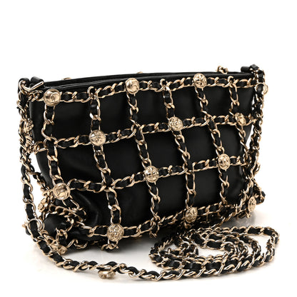 Chanel Lambskin Chain Frame Medallion Shoulder Bag Black 3 of 10